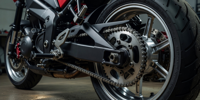Motorcycle rear wheel and chain drive assembly